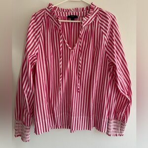 J. Crew Pink Pinstripe Blouse